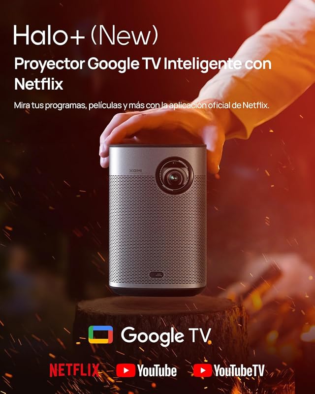 Halo+ GTV Projetor Portátil 1080P, Google TV com Licença Netflix