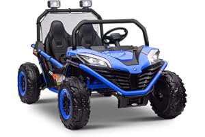 OTTARO 24V 10AH Ride on UTV Cars 2 Seater, Electric Cars Vehicles for Kids Teens,Metal Frame,EVA Wheels, 2x200W Powerful Motors, 20” Large 2 Seats, Bluetooth, Remote Control, Max Speed 4.7Mph(Blue)
