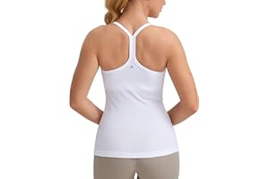 CRZ YOGA Seamless Workout Tank Tops for Women Racerback Athletic Camisole Sports Shirts with Built in Bra