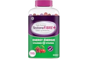 RestoraFIBRE+ Energy Daily Prebiotic Fibre Supplement Gummies for Adults, Promotes Regularity and A Healthy Digestive System 