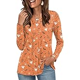 Anydeer Womens Long Sleeve Tunic Tops Casual Pleated Fashion Tops Fall V Neck Blouse 2026 Loose Fit Shirts