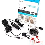 BOYA BY-M1 3.5mm Lavalier Condenser Microphone with Windscreen Windshield for iPhone 7 Plus Smartphones, Dslr, Recorder,Camco