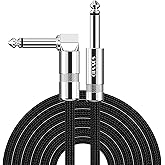 Sovvid Guitar Cable 6FT Instrument Cord for Electric Bass Guitar, Keyboard - 1/4 Inch Right Angle AMP Cable, Black