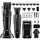 KEMEI Professional Hair Clipper, Hair Trimmer, Beard Shaver Set for Men, Electric Cordless Barber Clipper Beard Trimmer, Rechargeable Fade Clipper Haircutting Kit, KM-2299, KM-2296, KM-1102