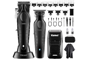 KEMEI Professional Hair Clipper, Hair Trimmer, Beard Shaver Set for Men, Electric Cordless Barber Clipper Beard Trimmer, Rechargeable Fade Clipper Haircutting Kit, KM-2299, KM-2296, KM-1102