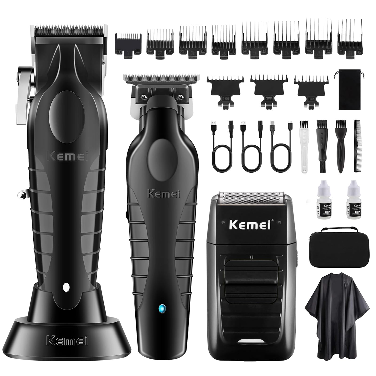 Photo 1 of **SEE NOTES** KEMEI Professional Hair Clipper, Hair Trimmer, Beard Shaver Set for Men, Electric Cordless Barber Clipper Beard Trimmer, Rechargeable Fade Clipper Haircutting Kit, KM-2299, KM-2296, KM-1102