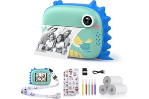 HiMont Kids Instant Print Camera, Selfie Camera with Print Paper & 32G Card, 2.5K Video & DIY Color Pens, Fun Gift for Girls 