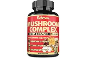 Satoomi 10in1 Mushroom Supplement Complex 5000 mg - 3 Month Supply - Lions Mane, Cordyceps, Reishi, Chaga - High Strength Nootropic Brain Supplements for Memory & Focus - Lions Mane Supplement