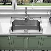 Sinber MT3322C 33" x 22" x 9" Drop In Single Bowl Kitchen Sink with 18 Gauge 304 Stainless Steel Satin Finish (Sink Only)