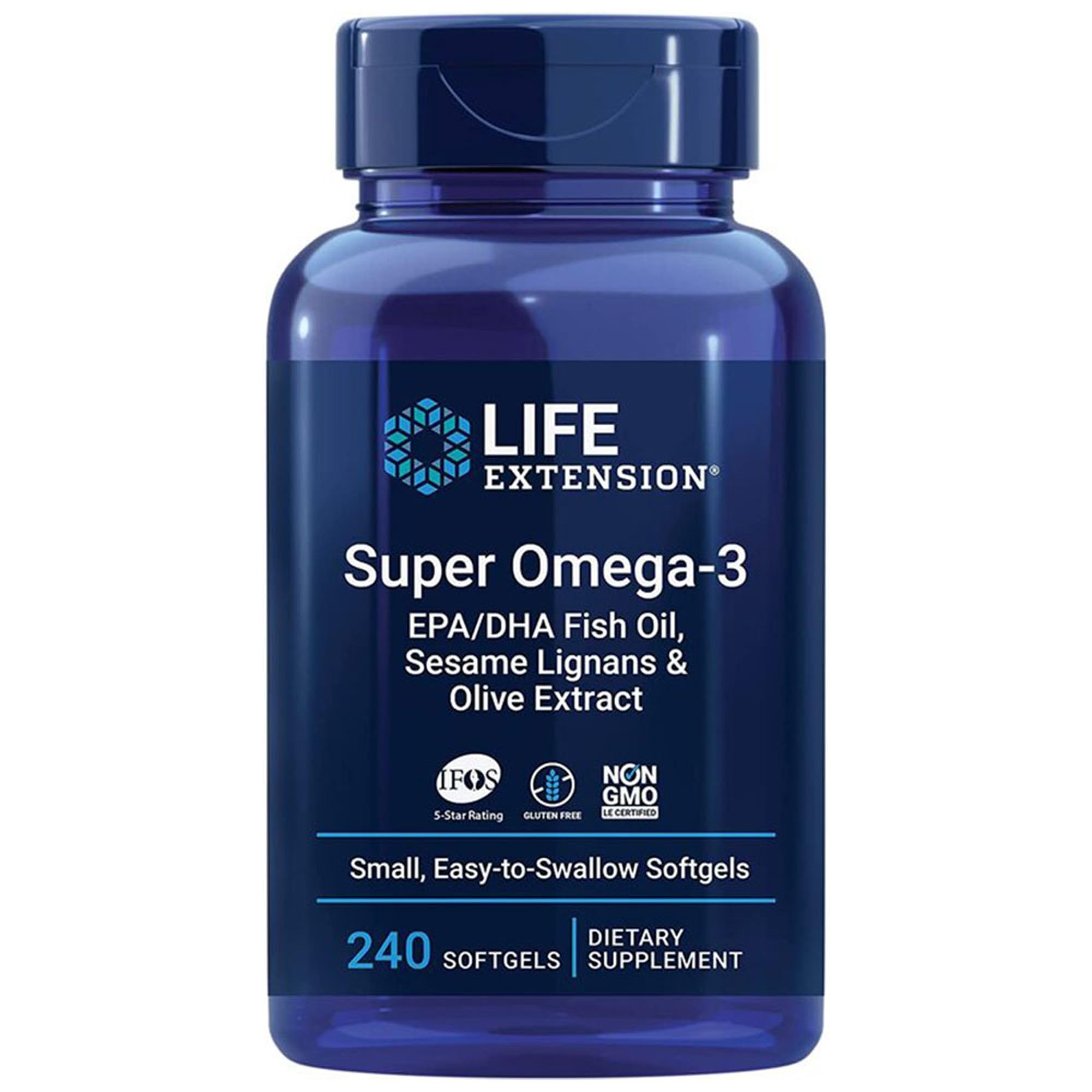 Life Extension, Super Omega-3, with Fish Oil and Essential Fatty Acids, Highly Dosed, 240 Soft Capsules, Laboratory Tested, Gluten-Free, SOYA-Free, Non-GMO