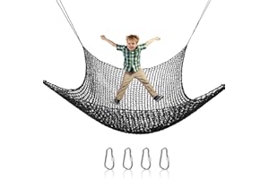 HUATOL Climbing Cargo Net,9.8 X 3.3 FT Double Layers Playground Safety Net, Kids Garden Playground Protection Net Indoor & Outdoor Decor Rope Net, Kids Backyard Climbing Net with Storage Bag and Carabiners