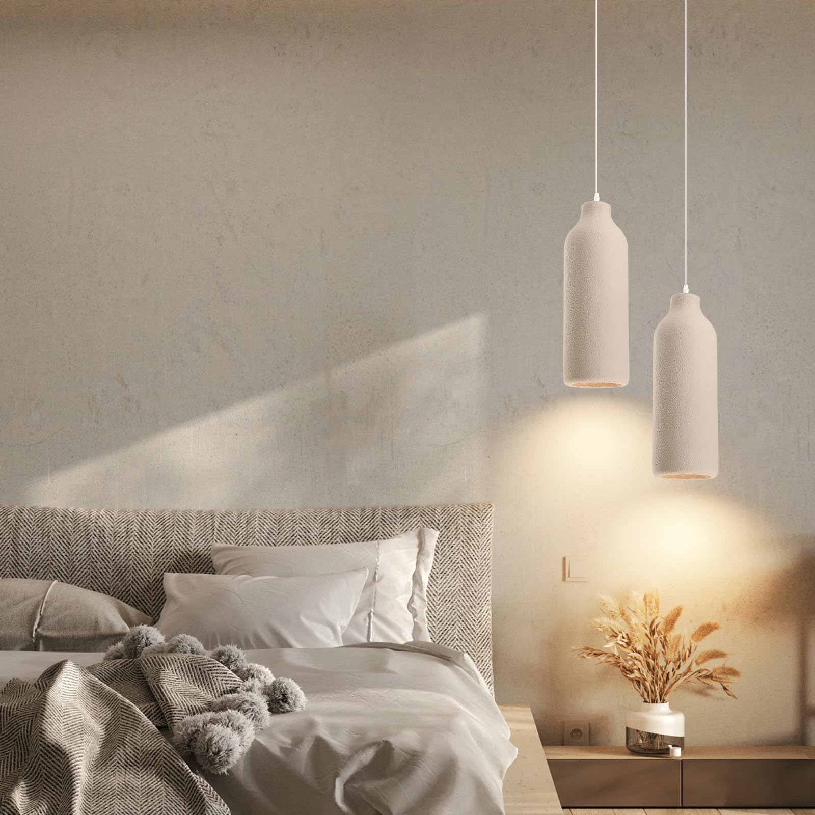 Photo 1 of JAYMP Wabi Sabi Pendant Light for Dining Room Kitchen Island Light Hallway Restaurant Hanging Lamp E26 Base Japanese Style Wine Bottle Shape Lighting Fixture, 1 Pack (Light Brown,B Shape, D18×H50cm)