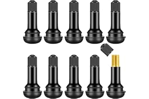 uadbau 10 Pcs Snap-in Tire Valve Stems, TR413 Rubber Tubeless Tire Valve Stems - Fits 0.453 Inch Rim Holes, Replacement Valve Stems for Tubeless Tires on Cars, Trucks, Lawn Mowers, Go-Karts (Black)
