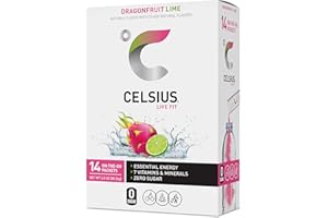 CELSIUS Dragonfruit Lime On-the-Go - Paquetes de palitos en polvo, cero azúcar (14 palitos por paquete)