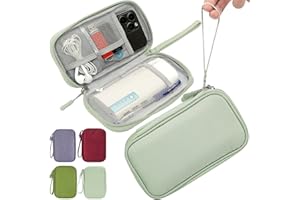 CAAORDKSO Small Cable Organizer Bag, Travel Cord Charger Organizer Case Waterproof Accessories Pouch, Electronic Carrying Case Bag for Cable, Cord, Charger, Phone, Power Bank, Earphone (Mint Green)