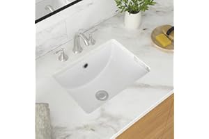GhomeG 18 Inch Undermount Bathroom Sink - 18"x14" White Rectangle Porcelain Ceramic Sink with Overflow,Compact Undercounter Vanity Lavatory for Bathrooms