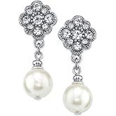 1928 Jewelry Women's Bridal Simulated Faux Pearl And Crystal Drop Earrings