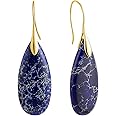 SELOVO Stone Fishhoop Dangle Drop Earrings Statement Earrings Silver Tone