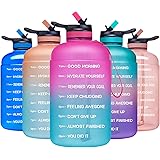 ADOLPH Large Half Gallon Motivational Water Bottle with 2 Lids (Chug and Straw), Leakproof BPA Free Tritan Sports Water Jug w