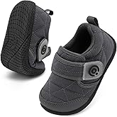 QFH Toddler Shoes Boys Girls Lightweight Sneakers Barefoot Wide Shoe Water-Resistant Hook & Loop Flexible Casual Walking Shoes