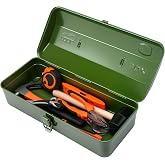 15 Inch Metal Tool Box with Lock - Portable Heavy Duty Workshop Tool Storage Case with Handle, Locking Hardware Organizer Box for Tools, Screws &amp; Parts (Green)