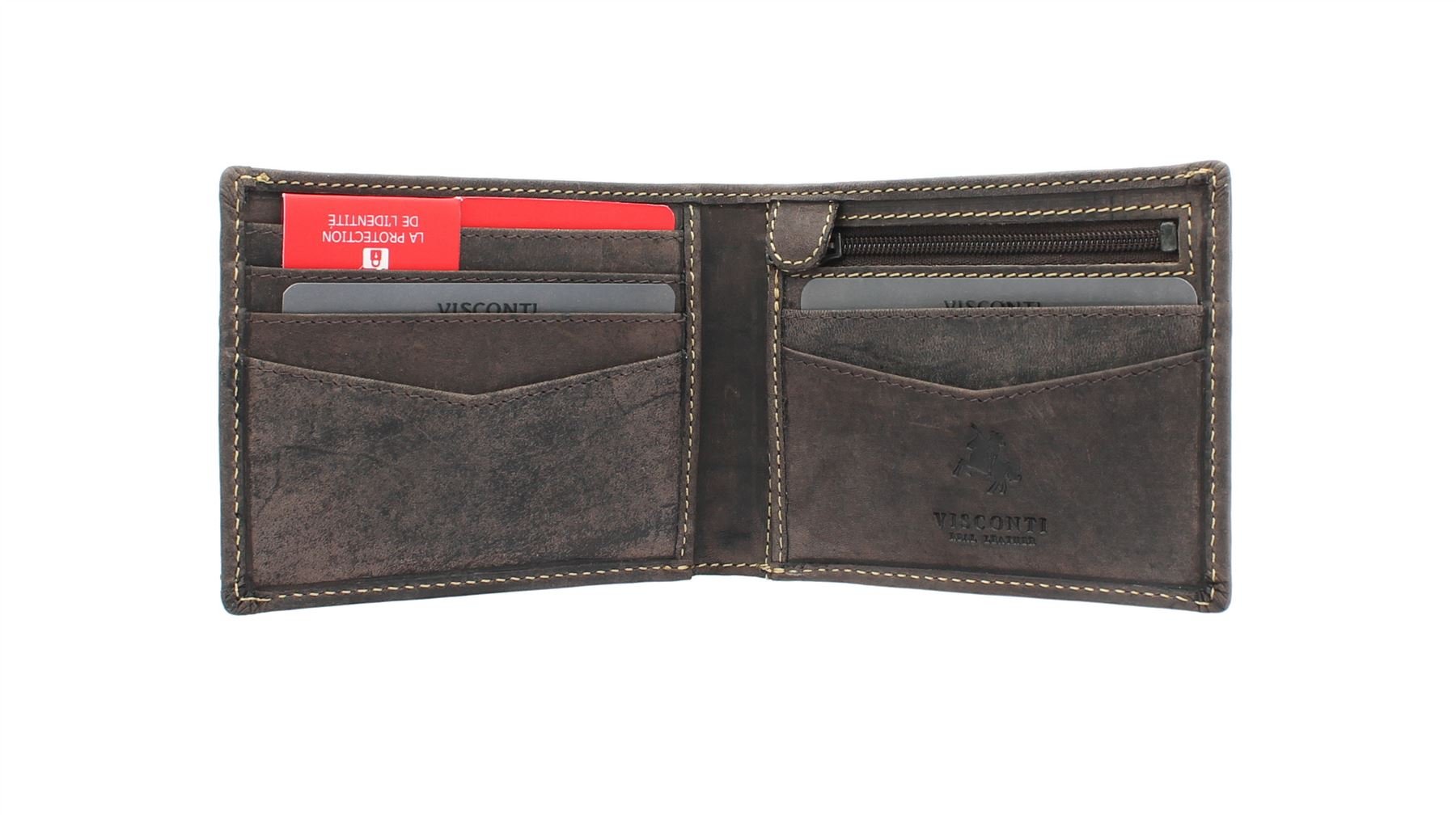 VISCONTI Slim Collection Sword Leather Wallet with RFID Protection VSL20 Oil Brown