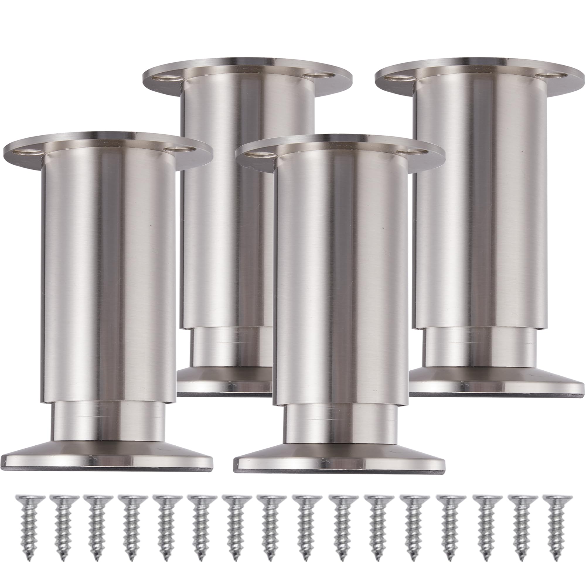 INMOZATA 4x Furniture Legs 15cm Adjustable Legs with Screw, 0-15mm Height Adjustable Replacement Sofa Legs Bed Legs for Cabinet Table Chair Adjustable Furniture Feet, Stainless Steel