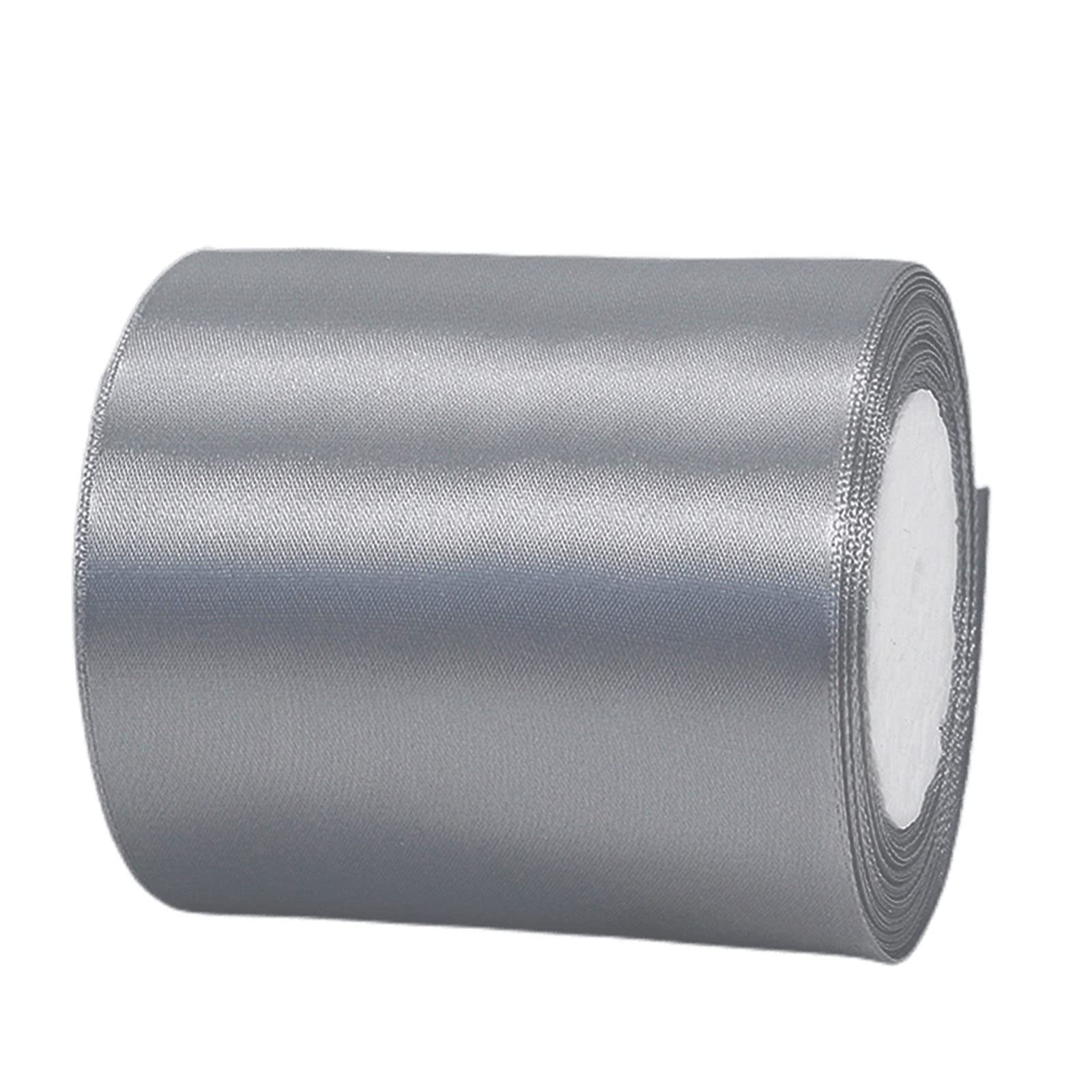 100mm Wide Thick Silver Ribbon for Gift Wrapping,22m 4Inch Large Fabric Satin Ribbon Silver Bow for Gift Wrapping,Ribbons for Crafting,Hair,Bouquets,Wedding,Car,Presents,Cake,Christmas Decorations