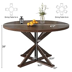 Round Wood Dining Table for Kitchen,Dining