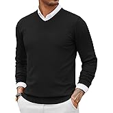 COOFANDY Men Casual V Neck Sweater Ribbed Knit Slim Fit Long Sleeve Pullover Top