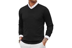COOFANDY Men V Neck Dress Sweater Fashion Knit Slim Fit Long Sleeve Pullover Top