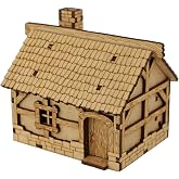 TowerRex Small House DND Terrain Building - DND Accessories for Dungeons &amp; Dragons, Pathfinder, Warhammer, Tabletop Battle map, Wargaming Terrain kit, RPG Scenery for 32mm, 28mm Miniatures