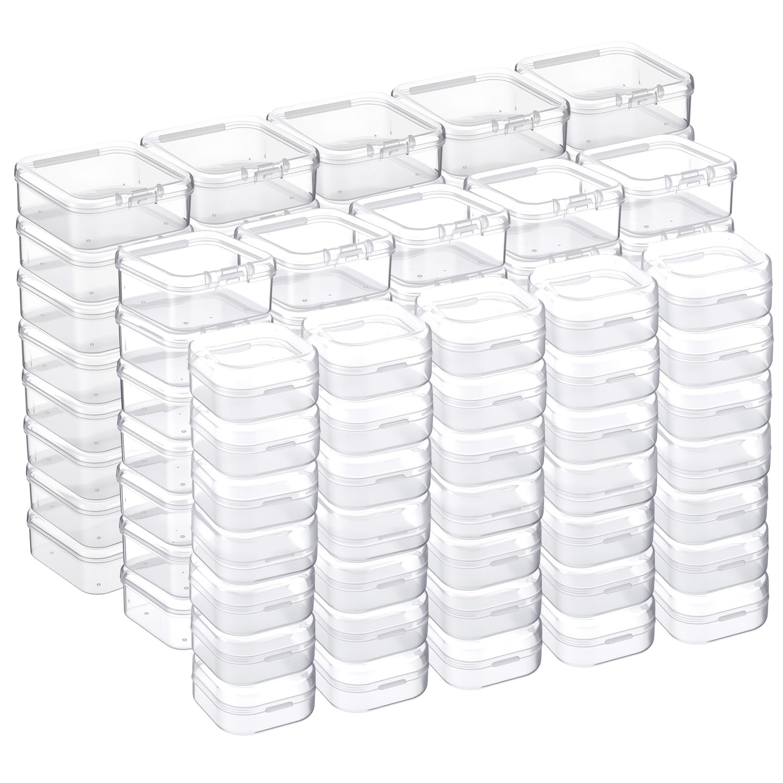 Photo 1 of 120 Pack Bead Organizer 3 Sizes Clear Plastic Storage Containers Boxes with Hinged Lids Stackable & Portable for Jewelry Making, Bracelet DIY, Crafts, Nail Art & Diamond Storage