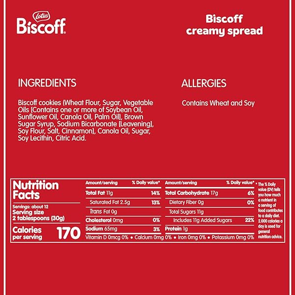 LOTUS BISCOFF COOKIE BUTTER SPREAD, CREAMY, NON GMO + VEGAN, 25.4OZ