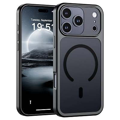 SUPFINE Magnetic for iPhone 17 Pro Max Case (Compatible with MagSafe)(Military Grade Drop Protection)(Camera Protection) Translucent Matte Shockproof Phone Cover 2025,Black