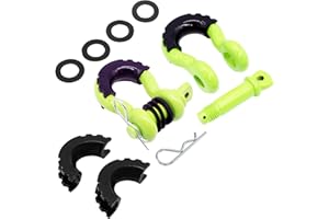 X-Haibei D Ring Shackles 3/4" with 7/8'' Pin 57000 Lbs Breaking Strength Heavy Duty for Tow Strap Winch Jeep Off Road Truck Vehicle Recovery with 4 Rubbers and 8 Washers, 2 Pack Green