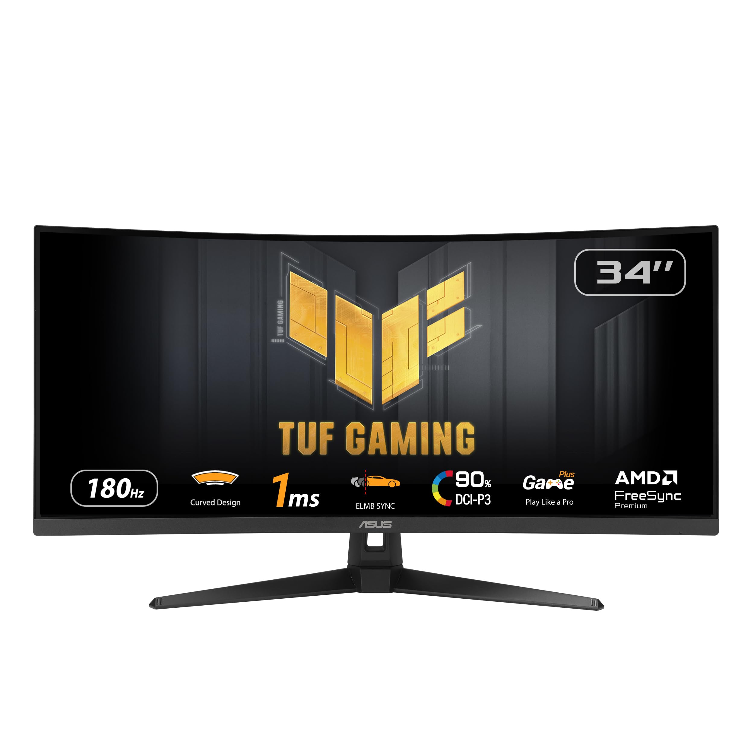 ASUS TUF Gaming VG34VQ3B Monitor Gaming Curvo da 34” pollici WQHD (3440x1440), 180Hz ELMB SYNC, FreeSync Premium, Tempo di Risposta 1ms, 90% DCI-P3, DisplayWidget Center