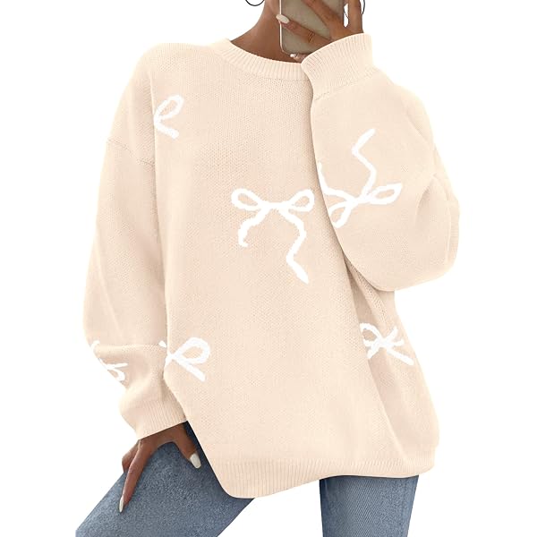 Saodimallsu Womens Striped Sweaters Oversized Winter Crew Neck Long Sleeve Ribbed Knit Trendy Pullover Tops - Product Details