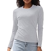 Cotton Long Sleeve Tee Shirts for Women Slim Fit Tshirts Basic Tops Tight Crewneck Layering Undershirts
