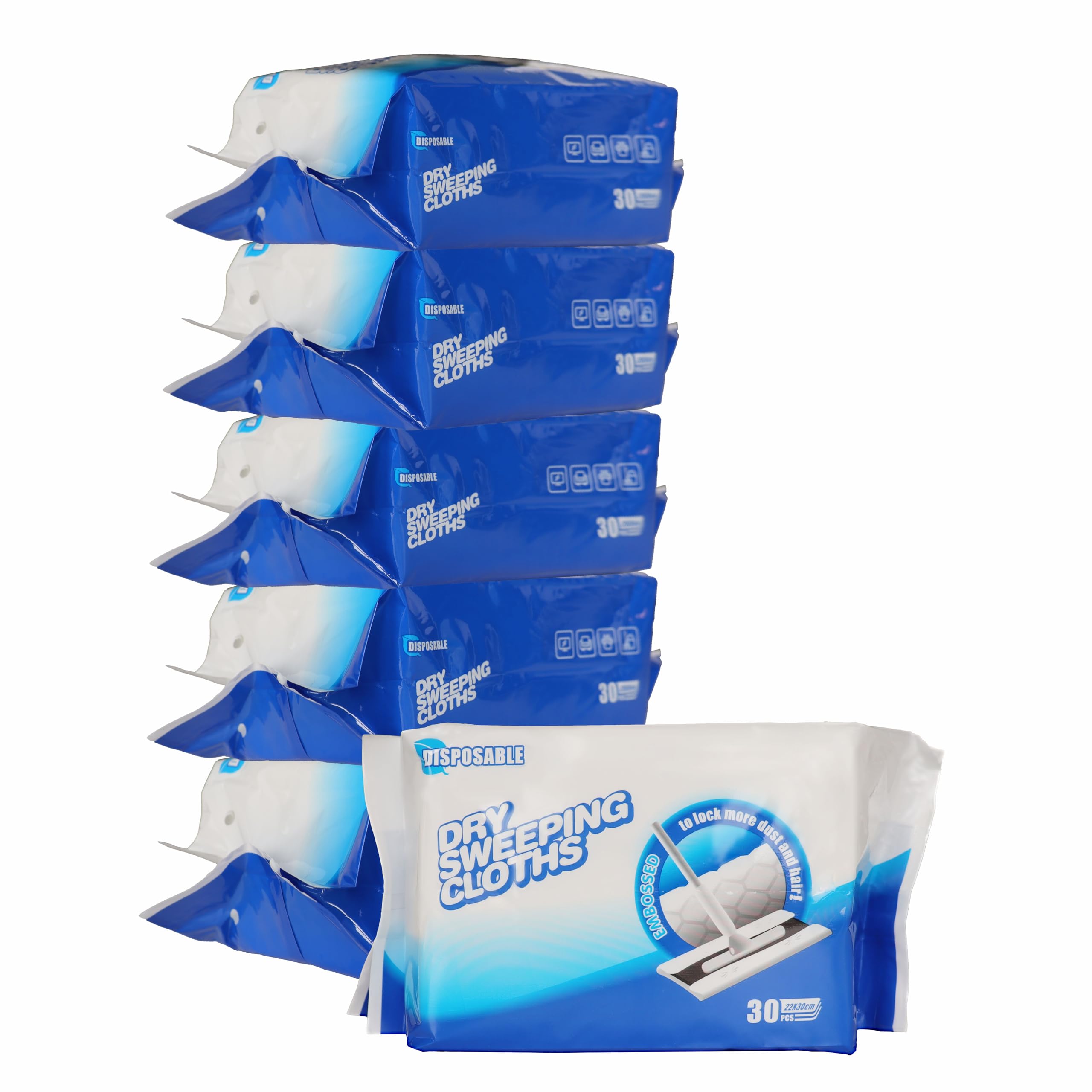 KMAKII Dry Sweeping Cloths, Floor Wipes, Flash Speed Mop Refills, Disposable Cleaning Pads, Trap and Lock Away Dust, White, 180 Count, 30cm x 22cm