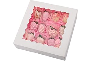Tcoivs 20-Pack Pie Boxes with Window, 9" x 9" x 2.5", Auto-Popup Cookie Boxes, White Bakery Boxes for Muffins, Donuts and Pastries