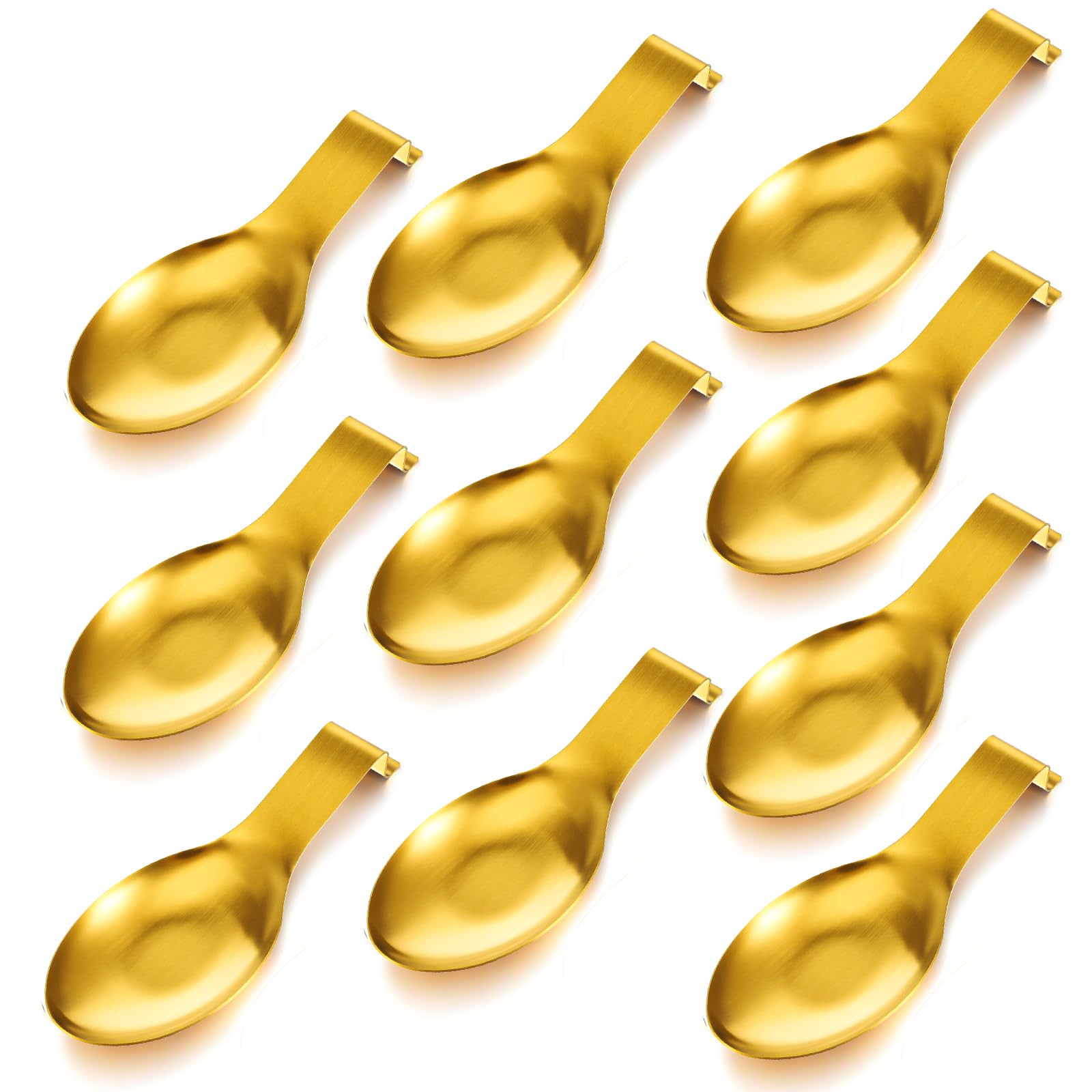 Photo 1 of 10 Pcs Gold Stainless Steel Spoon Rest, Spatula Ladle Holder Utensil Spoon Rest for Stove Top/Countertop Heavy Duty Ladle Holder for Kitchen Cooking Utensils, Dishwasher Safe, 3.8'' x 9.8''