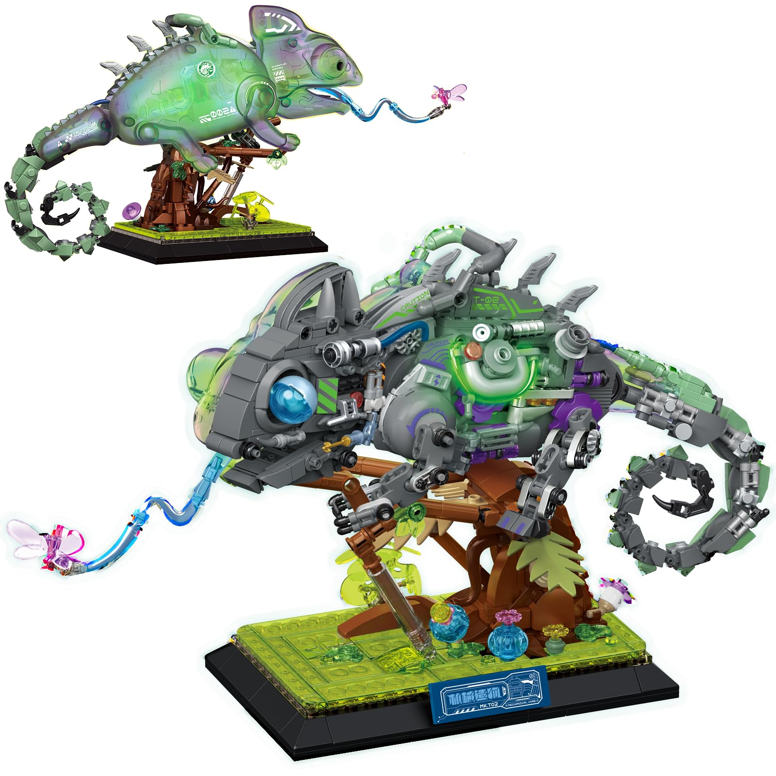 Brihappen Cool Mech Chameleon Model Building Set for Adult Boys Girls, Chameleon Animals Crossing Toy Collectible Display Model Home Office Decor, Exquisite Creative Birthday Gifts（827 Pcs）