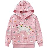 DDSOL Toddler Girl Zip Up Hoodie Dinosaur Jacket Hooded Heart Sweatshirt Fall Winter Kid Long Sleeve Shirt Pullover Top