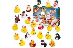 RIYA Advent Calendar 2024 - Rubber Ducks for Boys, Girls, Kids, and Toddlers - Rubber Ducky Bath Toy - Creative Perfect for Decoration, Party Favors, Birthday