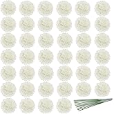 JPSOR 40pcs Artificial Hydrangea Silk Flower Heads with Stems, Fake Flowers for Mothers Day Wedding Centerpiece Home Garden Party Decoration (White)