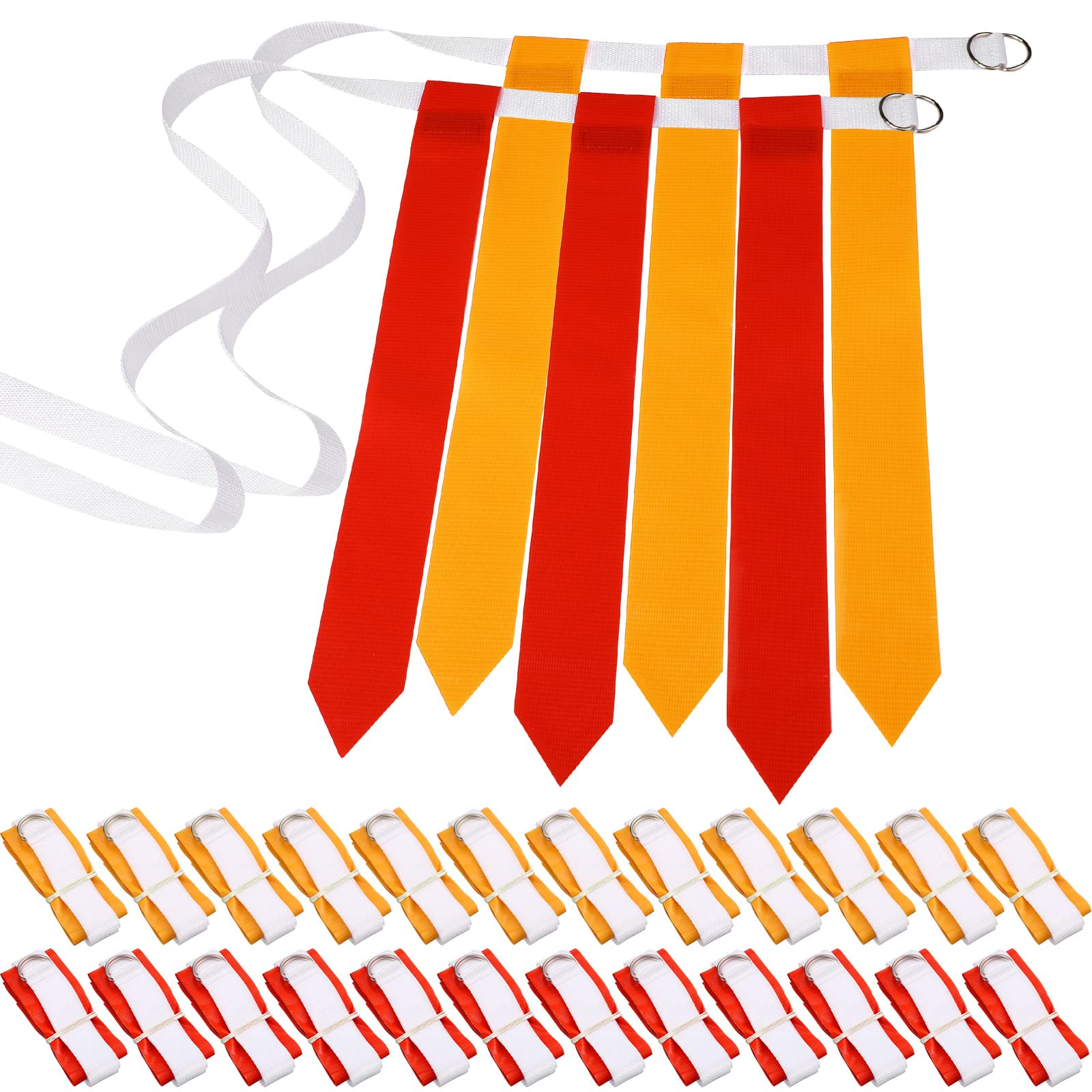 Photo 1 of Vinsot 48 Pcs Adjustable Flag Football Belts Flag Football Set Belts with 144 Flags for Adults and Youth(Red and Yellow)