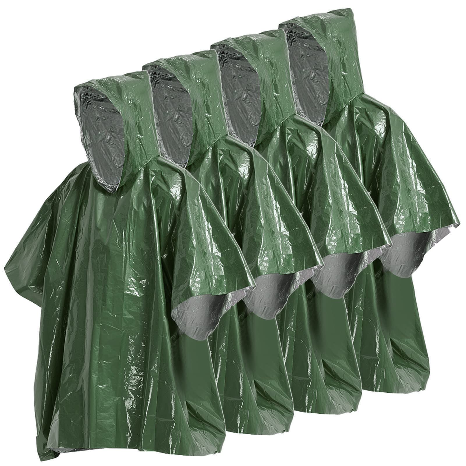 HUIOP rain poncho, 4 Pack Emergency Rain Poncho Thermal Blanket Poncho Weather Proof Outdoor Survival Camping Gear,emergency rain poncho