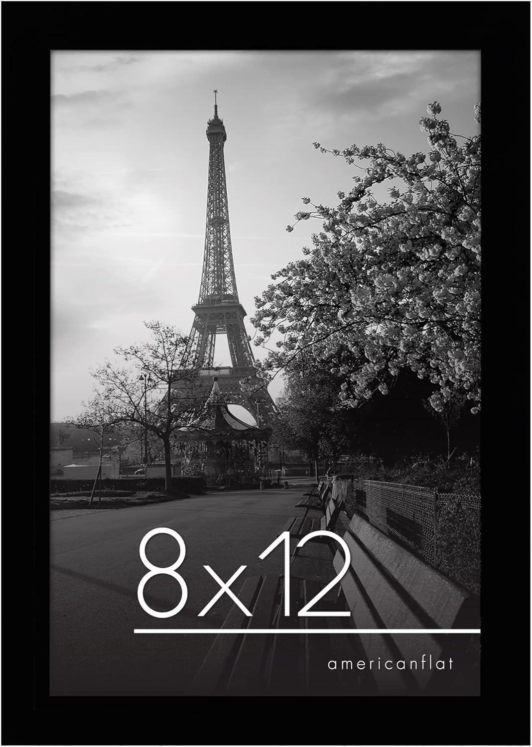 Photo Albums, Frames & Accessories - Americanflat 8x12 Picture Frame in Black - Engineered Wood with Shatter Resistant Glass - Horizontal and Vertical Formats for Wall and Tabletop