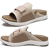 COFACE Women’s Orthotic Sandals Comfortable Plantar Fasciitis Arch Support Sandal Slippers Ladies Fashion Fabric Kint Slides Sandals with Lightweight Athletic Soft Cushion Footbed (US Size 5-11)